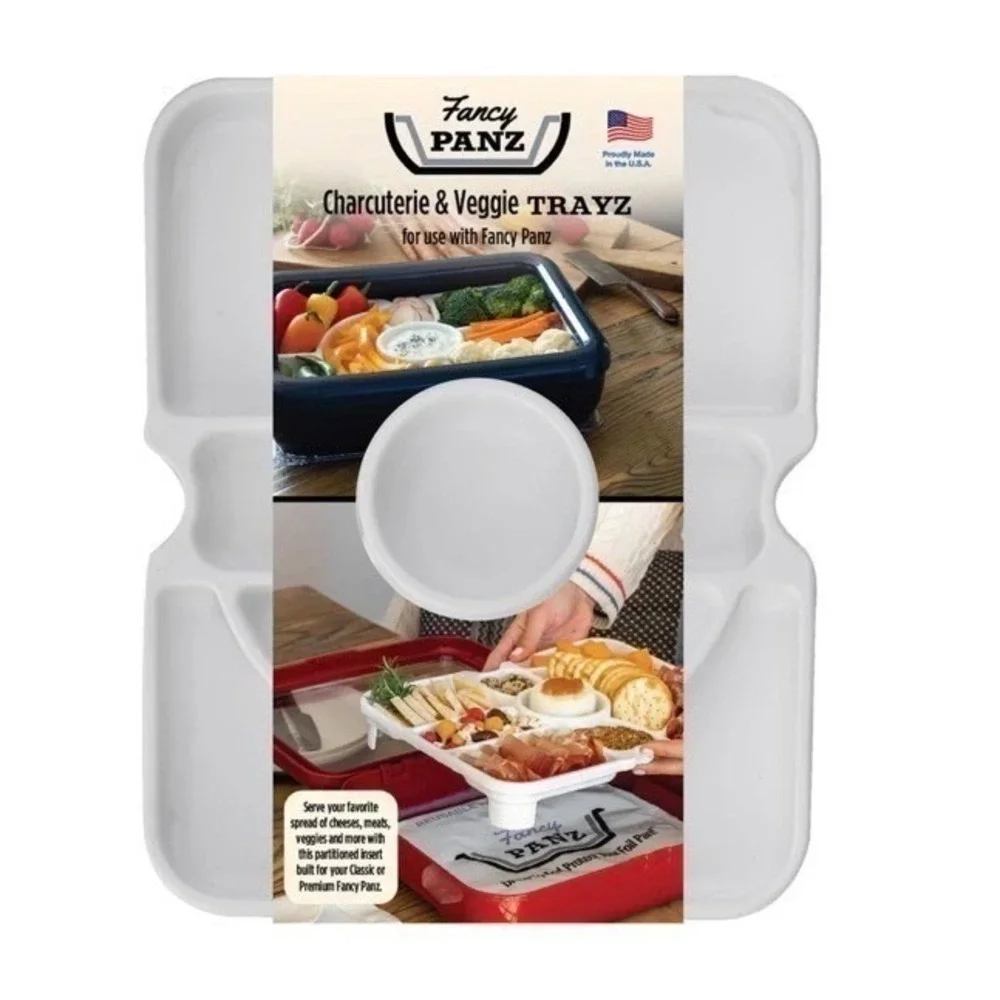 Fancy Panz Classic Red Foil Pan Carrier/Charcuterie & Veggie Trayz Combo *NEW*